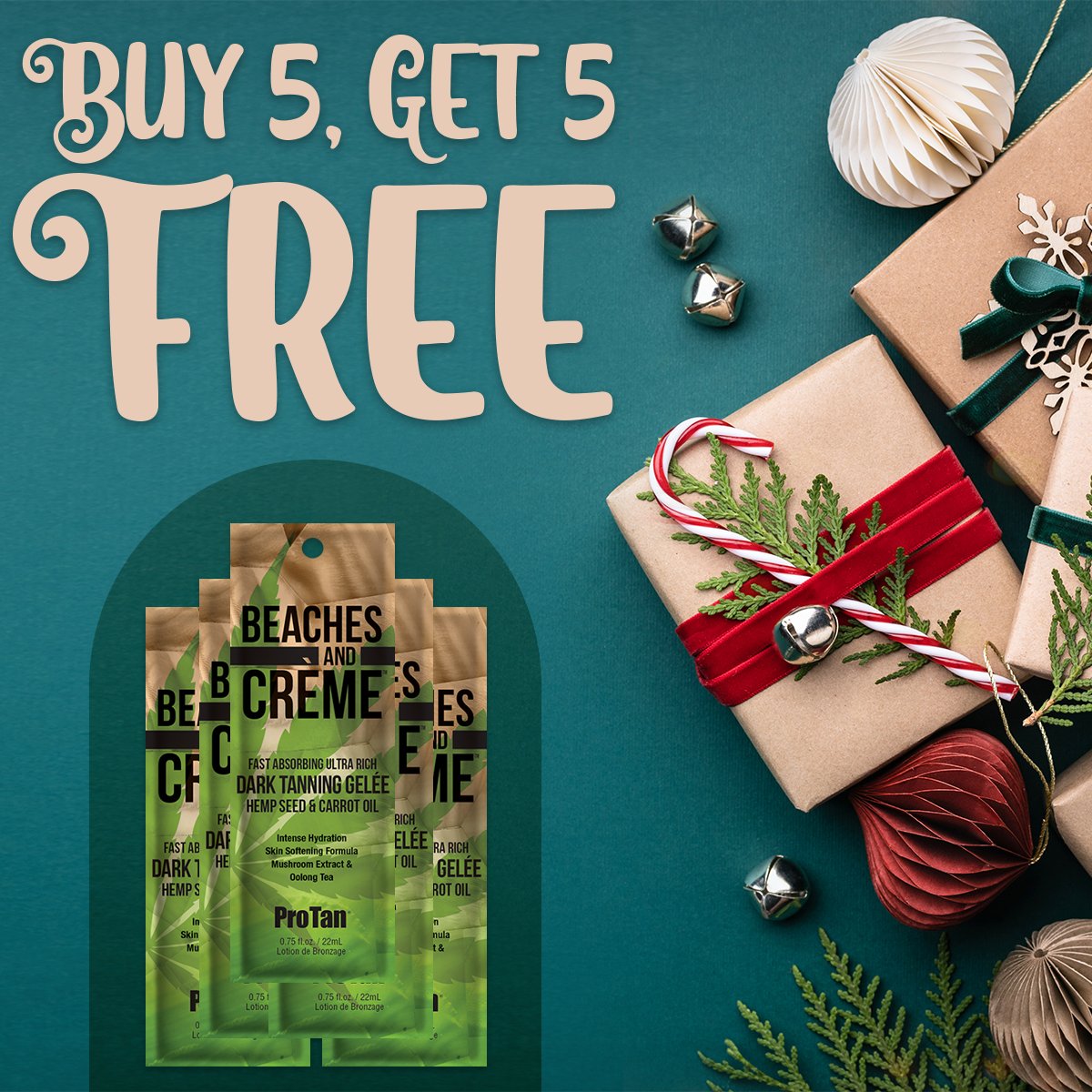 FSTanning's tweet image. 'Tis the season to sleigh the holiday glow! 🎄✨

Buy 5 Pro Tan Beaches &amp;amp; Creme Hemp Dark Tanning Gelee packettes, and Get 5 FREE!

SHOP NOW: fstanning.com/pro-tan-beache…

#protan #tanning #tanningdeals