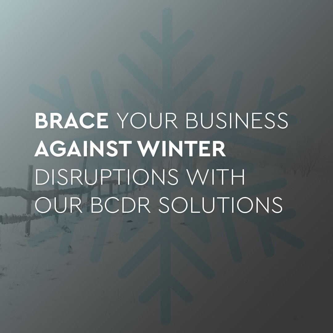 go2rcg's tweet photo. Winter is around the corner and with it brings heightened risks of disruptions! Did you know that 2 in 5 businesses don't recover from a major disruption? Don't let your business be one of them! Our robust BCDR solution ensures your operations continue, no matter the weather. https://t.co/voipP1eR81