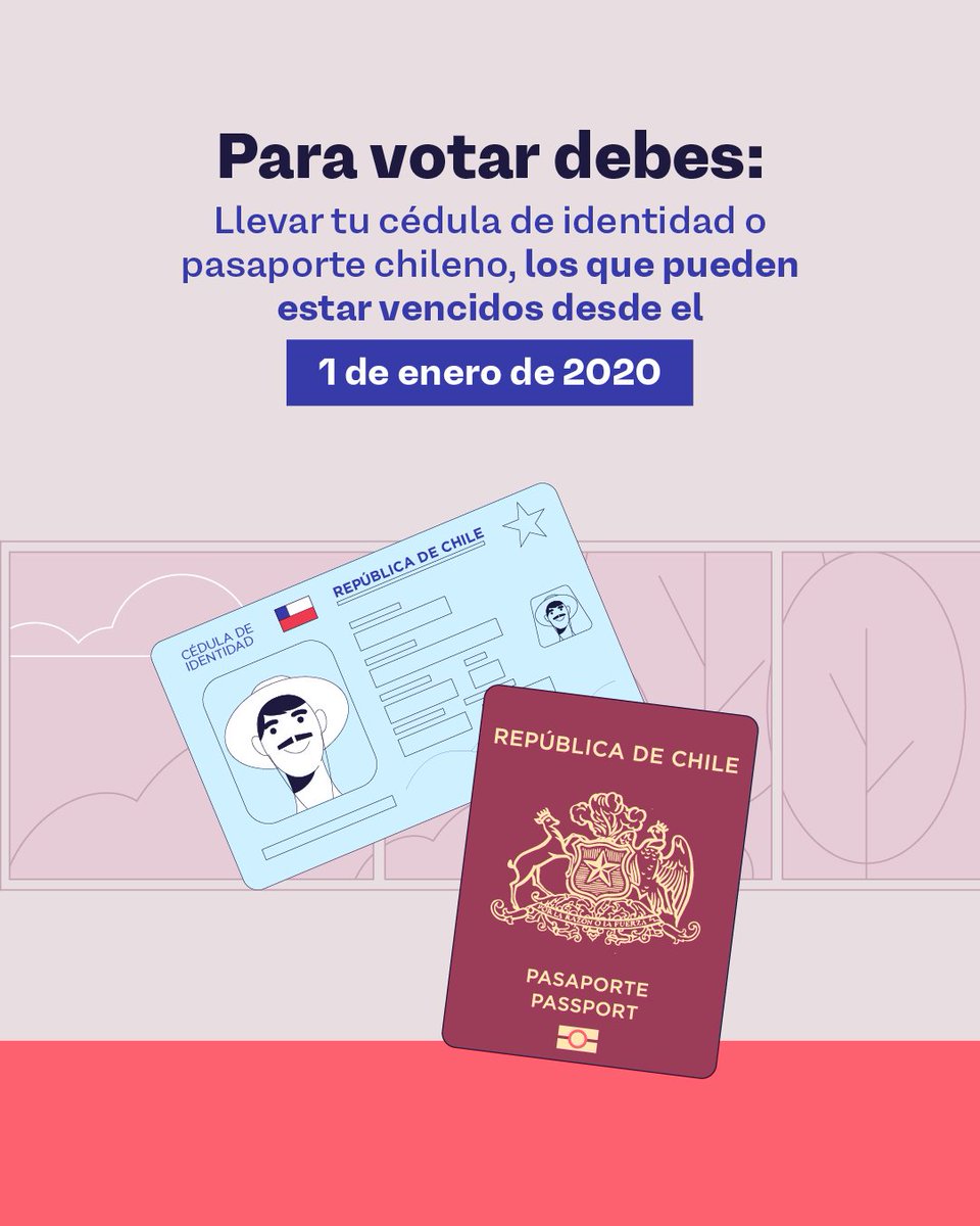 ServelChile's tweet photo. Conoce tu mesa, local de votación y si fuiste designado como vocal de mesa por las Juntas Electorales a partir del 25 de noviembre.

🚨No olvides que para votar debes llevar tu cédula de identidad o pasaporte chileno, los que pueden estar vencidos desde el 1 de enero de 2020🚨 https://t.co/WbmHpXe5gR