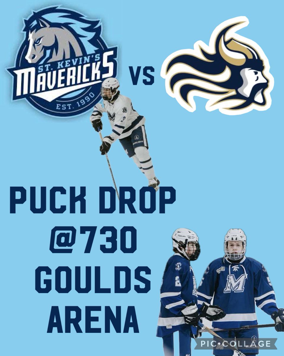 Tonight <a href="/SKHMavsHockey/">Mavs Hockey</a> are facing Gonzaga vikings at Goulds arena📍puck drop @7:30 #gameday 🚨GO MAVS GO🚨#bleedblue💙 #giddyup #fillbarn <a href="/skhmavericks/">St Kevin's High</a>