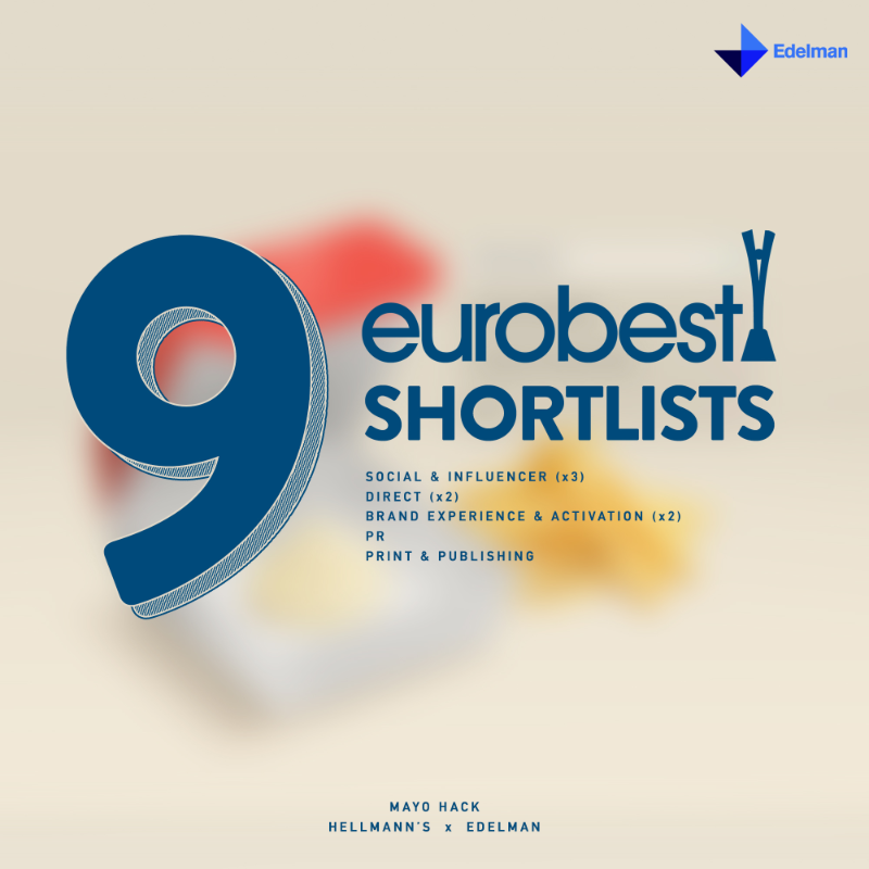 EdelmanUK's tweet photo. We're very proud to share that we've been shortlisted for 9 @Eurobest Awards for 'Mayo Hack'! See the full list here: https://t.co/SphDn8SA9u