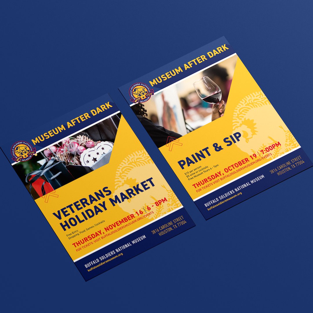 GraciePadron's tweet photo. ‘Tis the season for some #holiday flyers! We recently designed these two Museum After Dark (MAD) flyers for the @BSNMuseum who requested templates they could use to quickly update themselves if needed. 

We just love the result! What do you think?

#BSNM https://t.co/SpWQXXWqoD