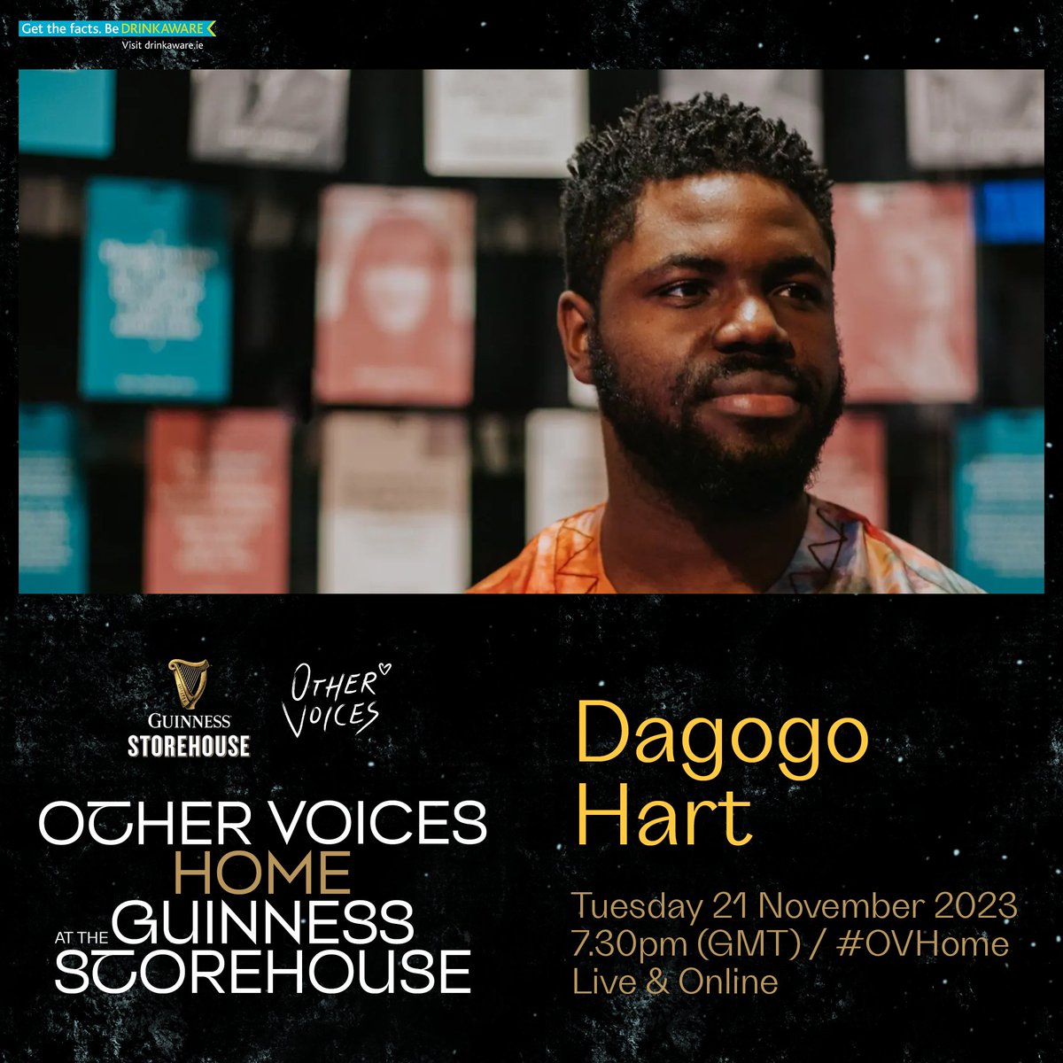 OtherVoicesLive's tweet photo. We can't wait to bring you a special performance by spokenword artist Dagogo tonight as part of #OVHome ✨
Don't miss something very special by one of Ireland's most exciting poets live from the @homeofguinness!
Stream tonight from 7.30pm: https://t.co/VdlKV7Hp8f https://t.co/tDhCIrbeYS