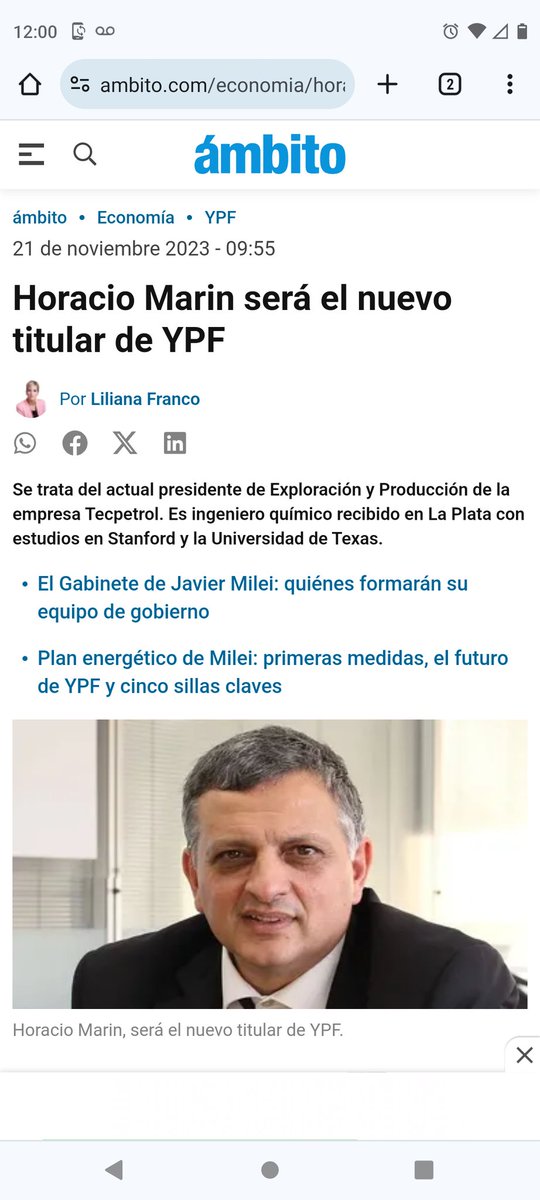 AndresAsiain's tweet photo. Empieza el reparto del Estado entre los grupos empresarios. Paolo Rocca, q fue quien apoyo a Milei dentro de la UIA pone su gente para administrar la privatización de YPF. No hace falta mucha imaginación para saber quién se la va a quedar... https://t.co/j08o6KuzNU