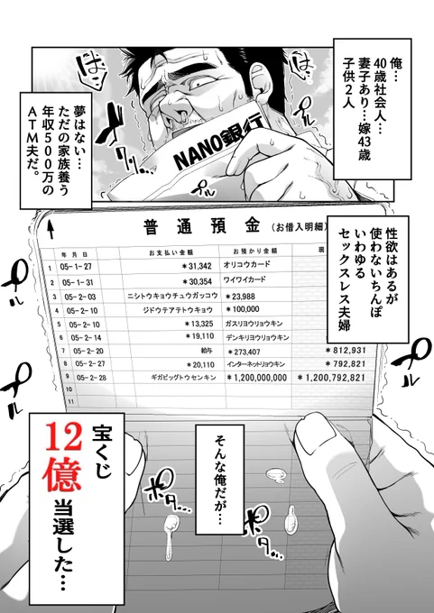 新作コミック   (1/7)
『宝くじ12億当選!   
〜エロに全投資して、ハーレム御殿建設!!』     
11月22日 (水)0時発売開始しました🎉🎉 