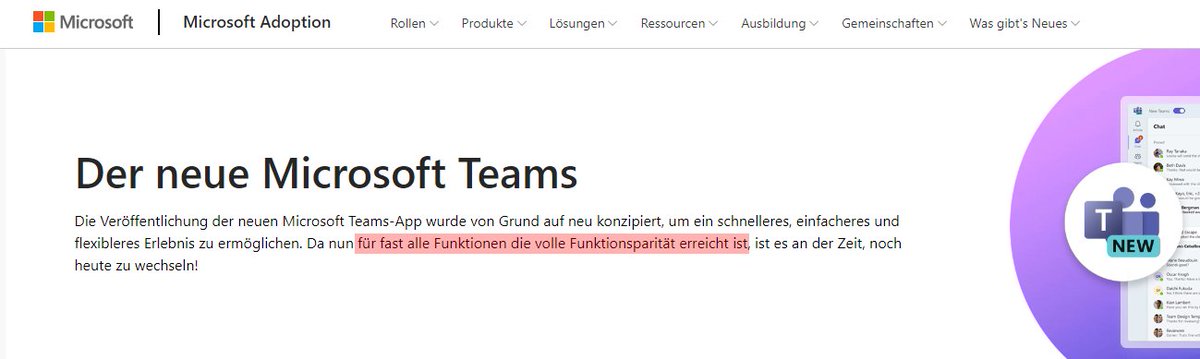 hdcnews's tweet photo. @MicrosoftDE @MicrosoftTeams 
Ich hätte da mal 1... 2... Fragen? 🤔
Abgesehen davon, dass das neue MS Teams jetzt plötzlich "der" benannt wird, was bedeutet der folgende Satz?
"Da nun für fast alle Funktionen die volle Funktionsparität erreicht ist..." 🤔
Bin gespannt 😉 https://t.co/4T7FXz9CY3
