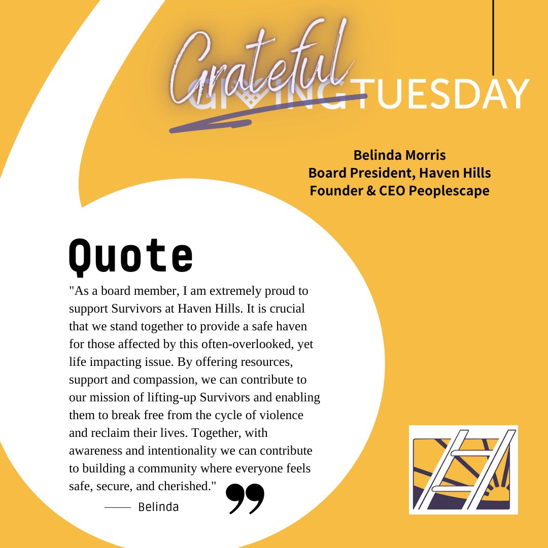 Haven Hills is thankful for our Board and Volunteers! Thank you, Belinda Morris, Haven Hills Board President for your advocacy and support!  #GratefulTuesdays #givingtuesday