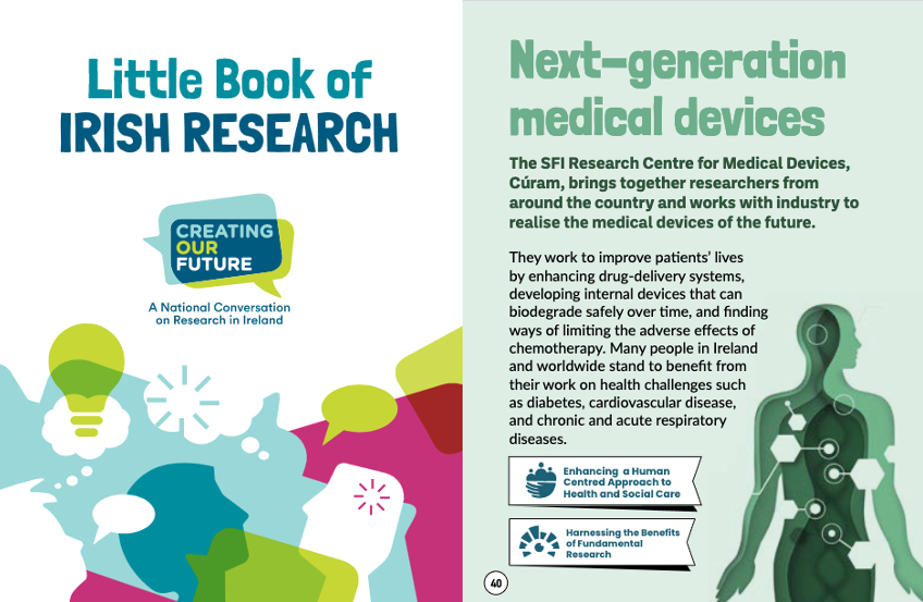 Delighted to see #medicaldevices and our work to improve patients' lives included in the new @scienceirel Little Book of Irish Research shorturl.at/BDIP9