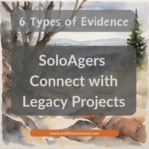 6 Types of #Evidence for #SoloAgingConfidently
#DirectEvidence 
#CircumstantialEvidence 
#TestimonialEvidence
#PhysicalEvidence 
#ScientificEvidence
#AnecdotalEvidence 
Weight & admissibility not legal standards. 
About the impact of 'Living the Legacy You Intend to Leave'