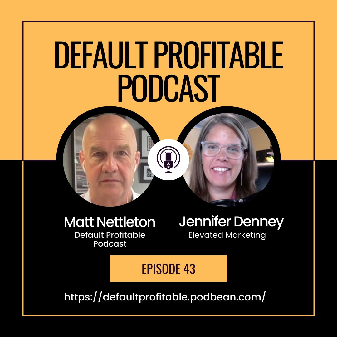 default_profit's tweet photo. You don't want to miss this episode of the #DefaultProfitable #podcast! Join Matt in meeting Jennifer Denney, the founder of Elevated Marketing Solutions. Jennifer brings an unmatched level of expertise and passion to the field. Tune in to learn more! https://t.co/7vgOtQTDE0 https://t.co/jYyxWMEVkH