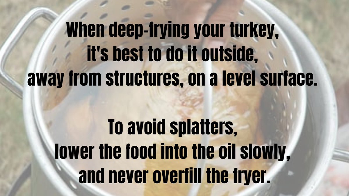 EFRecovery's tweet image. Deep frying your turkey can cause bodily harm, Ensure that you stay safe and prevent fires by following these tips.
#thanksgiving #turkey #deepfrying #fireprevention #holidaytips #firefighter #happythanksgiving