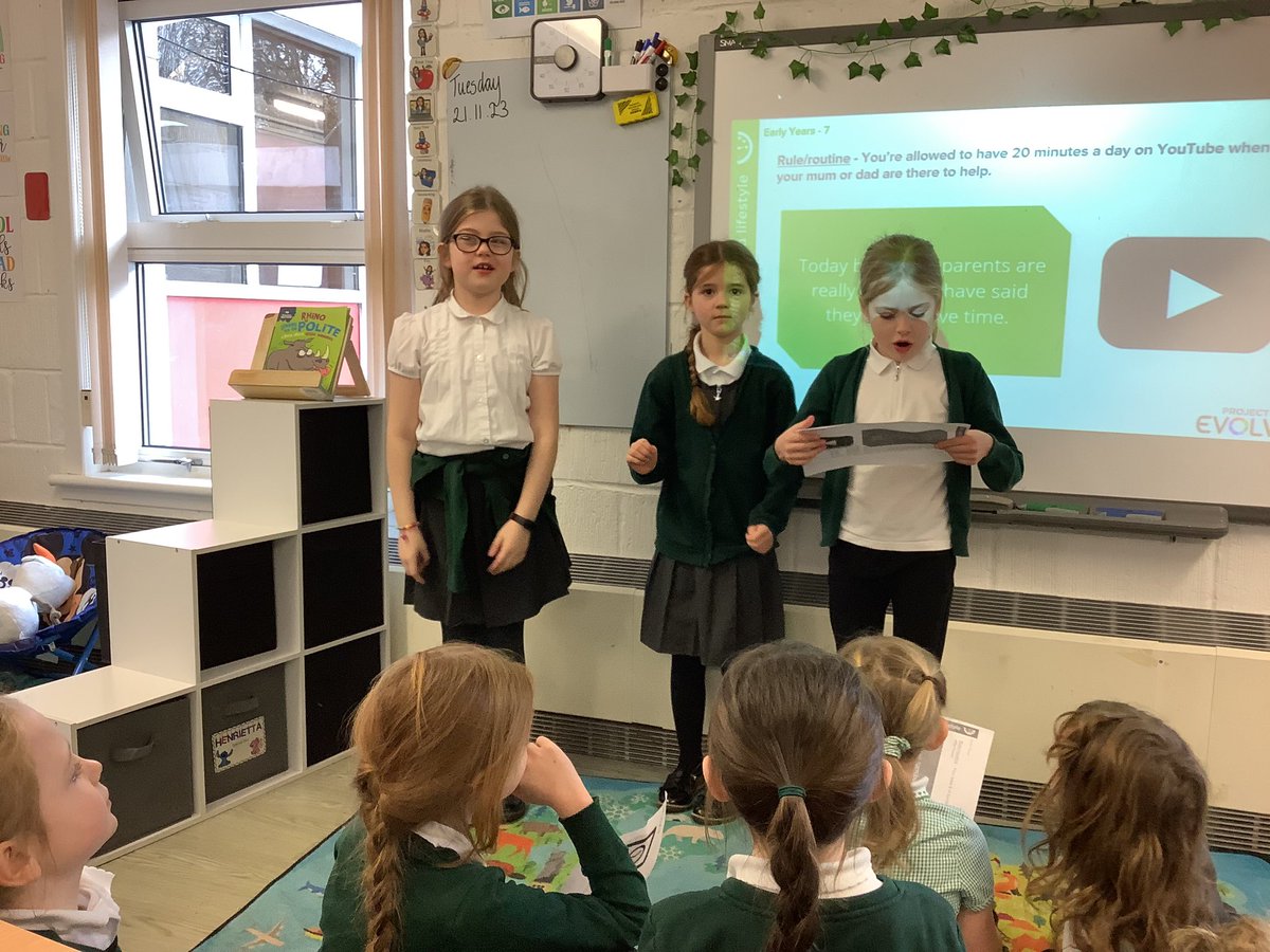 stmargaretsps's tweet photo. #P3A Project Evolve - worked really hard in groups, role playing different scenarios when the rules change with regard to their use of devices at home and at school. #digimargs https://t.co/P61GqAZEkL