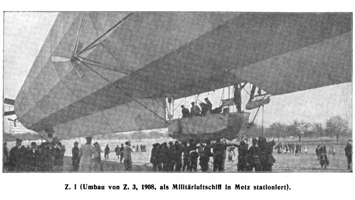 Zeppelin Z 3 in 1908 as Army Z I. Picture published 1911 Braunbecks Sportlexikon: Luftschiffahrt (HathiTrust)