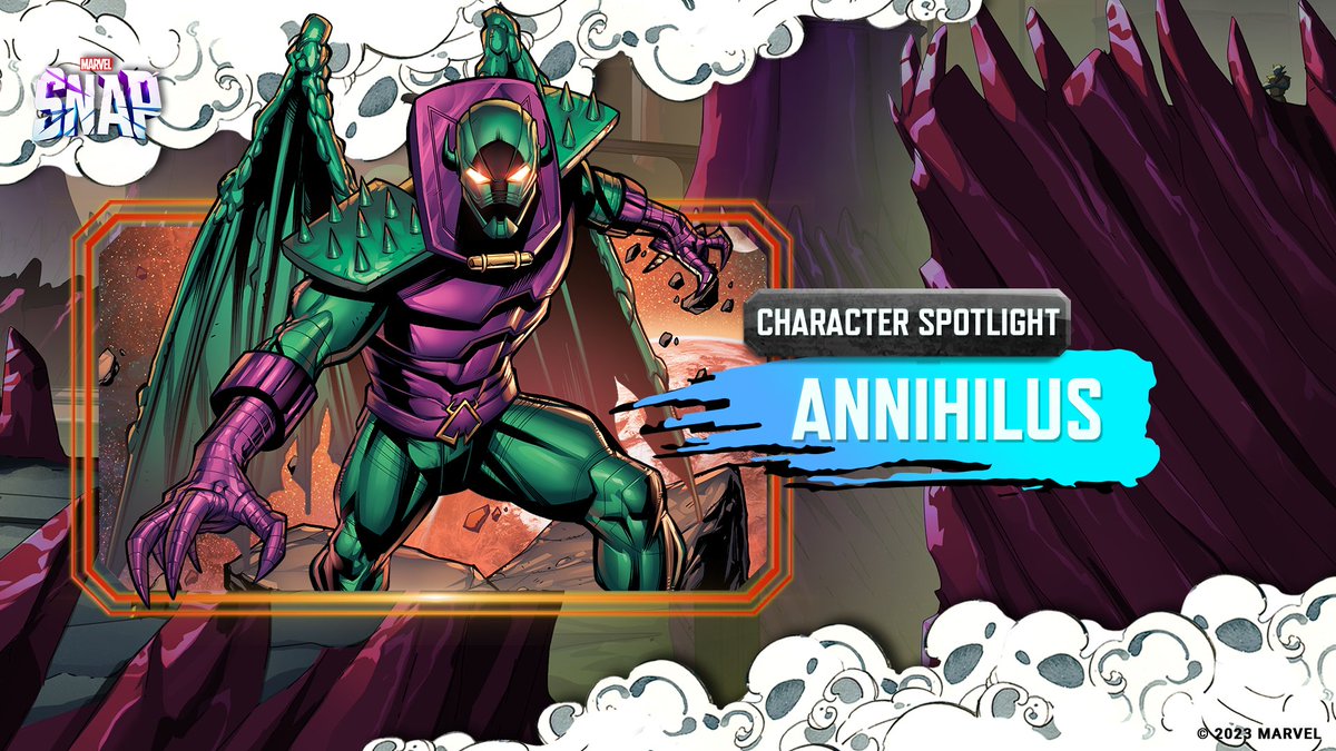 MARVELSNAP_ES's tweet image. Annihilus -La Muerte Viviente que Camina- ha llegado, trayendo consigo un tipo especial de malevolencia....    

🔵 Coste: 5  
🔶 Poder: 8    
🔹 Al revelarse: Tus cartas con 0 o menos de poder cambian de lado. Destruye las cartas que cumplen esta condición, pero no pueden…