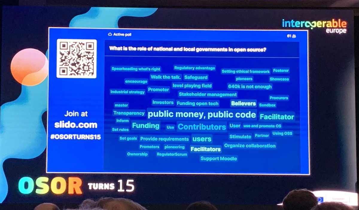Really insightful and refreshing #OSORturns15 by ⁦<a href="/InteroperableEU/">Interoperable Europe</a>⁩ today! Many interesting #OpenSource initiatives going on in Europe already.. Main takeaways: Public Money - Public Code, Walk the Talk.. let’s Learn by Doing!  👩🏽‍💻🧑🏻‍💻👨🏼‍💻