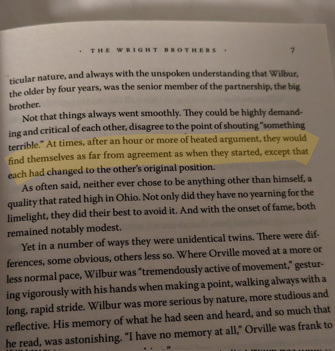 arjunkhemani's tweet photo. The Wright brothers were really cool.

They often engaged in heated debates, and after lengthy discussions, they'd still disagree, but each would have switched to the other's initial viewpoint! https://t.co/LS8CMkwSAu