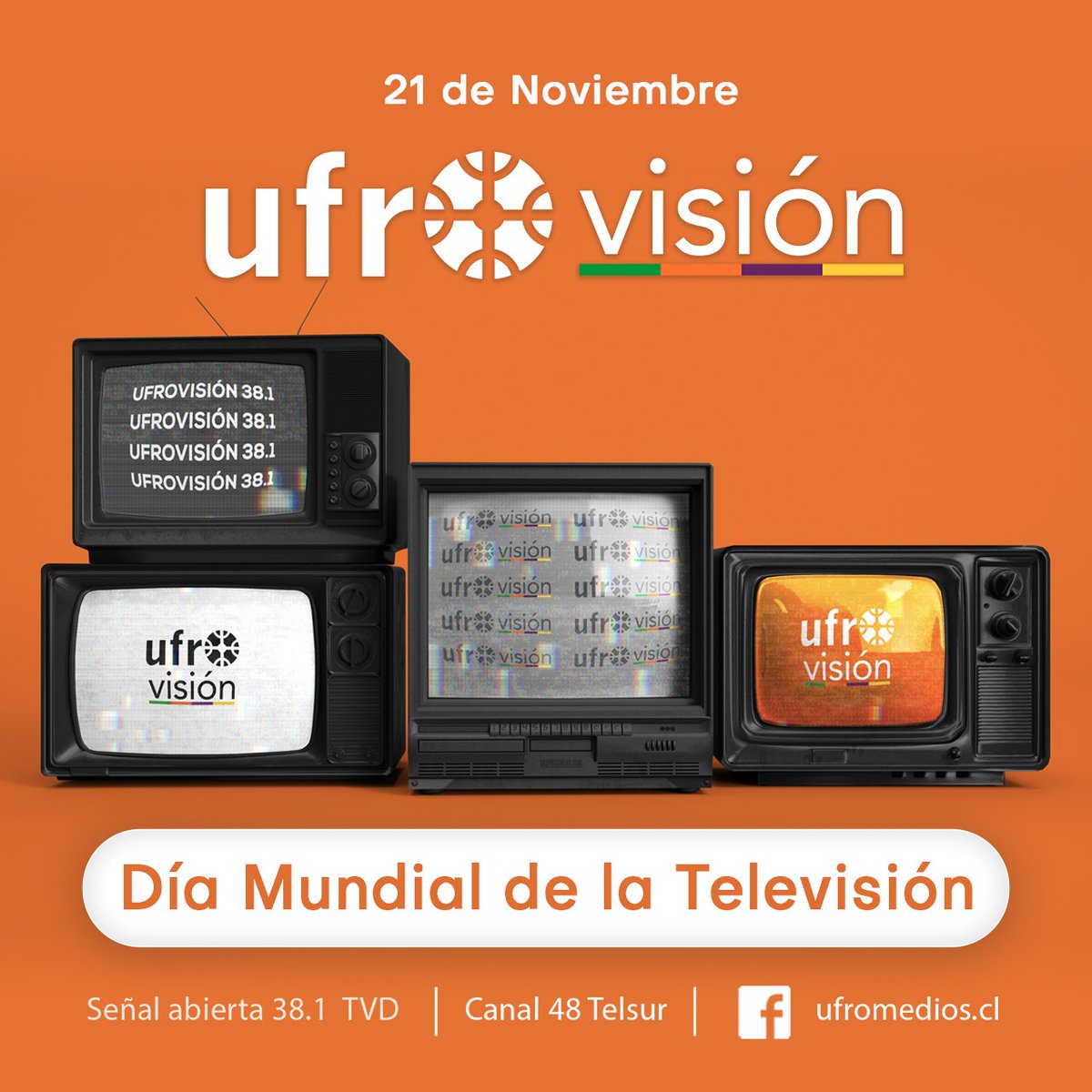 🔵 Hoy martes 21 es el #DíaMundialdelaTelevisión es una fecha impulsada por la ONU en 1996 con el objetivo de difundir su uso responsable como uno de los principales canales de comunicación y transmisión de información pública.
¡Saludamos a #Ufrovisión y a todo el equipo!