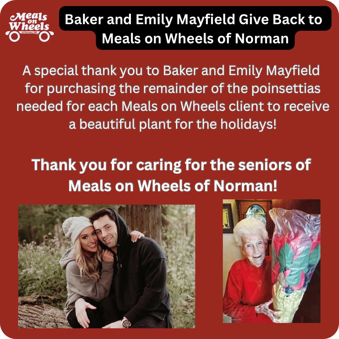 We are so thankful for Meals on Wheels of Norman Meal Ambassadors, Baker & Emily Mayfield! ❤️