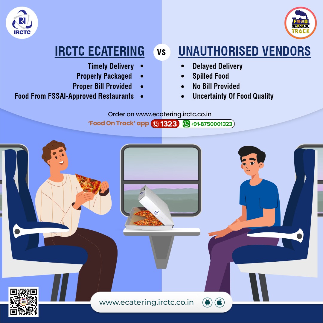 IRCTC eCatering strives to ensure #DeliciousnessOnTheGo for all passengers, unmatched by unauthorised vendors. 

Order from us for a seamless experience.

🔗Click on link in bio
👉Install #FoodOnTrack app
📞1323/WhatsApp +91-8750001323
.
.
.
#trainfood #foodintrain