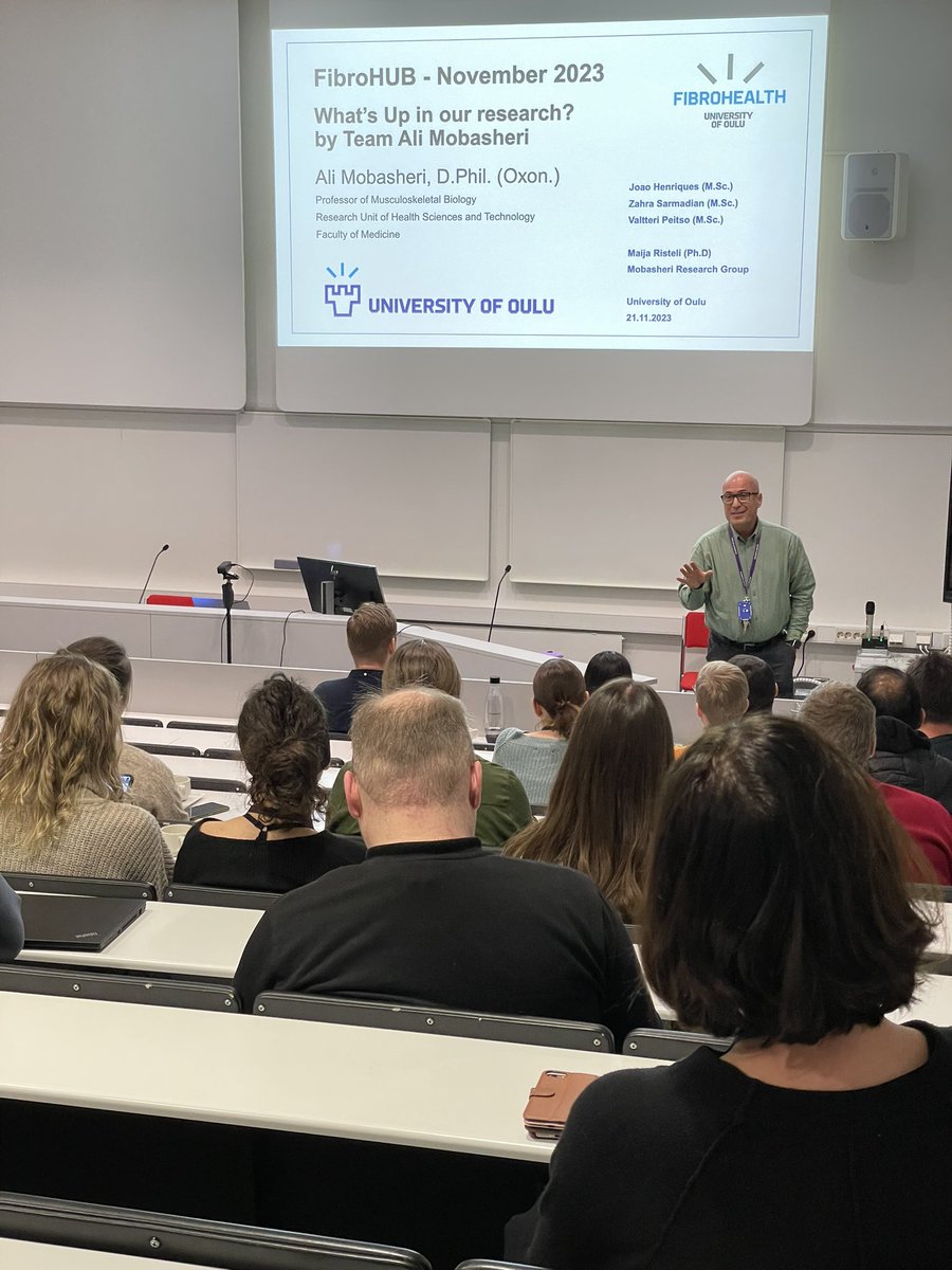 FibroOulu's tweet photo. Today it was time for the monthly #FibroHub meeting, where this time Professor Ali Mobasheri and his team presented their research projects. Thanks to the #FibroHealth community for the great participation and discussions!
@UniOulu #Fibrobesity https://t.co/BK4CiD0274