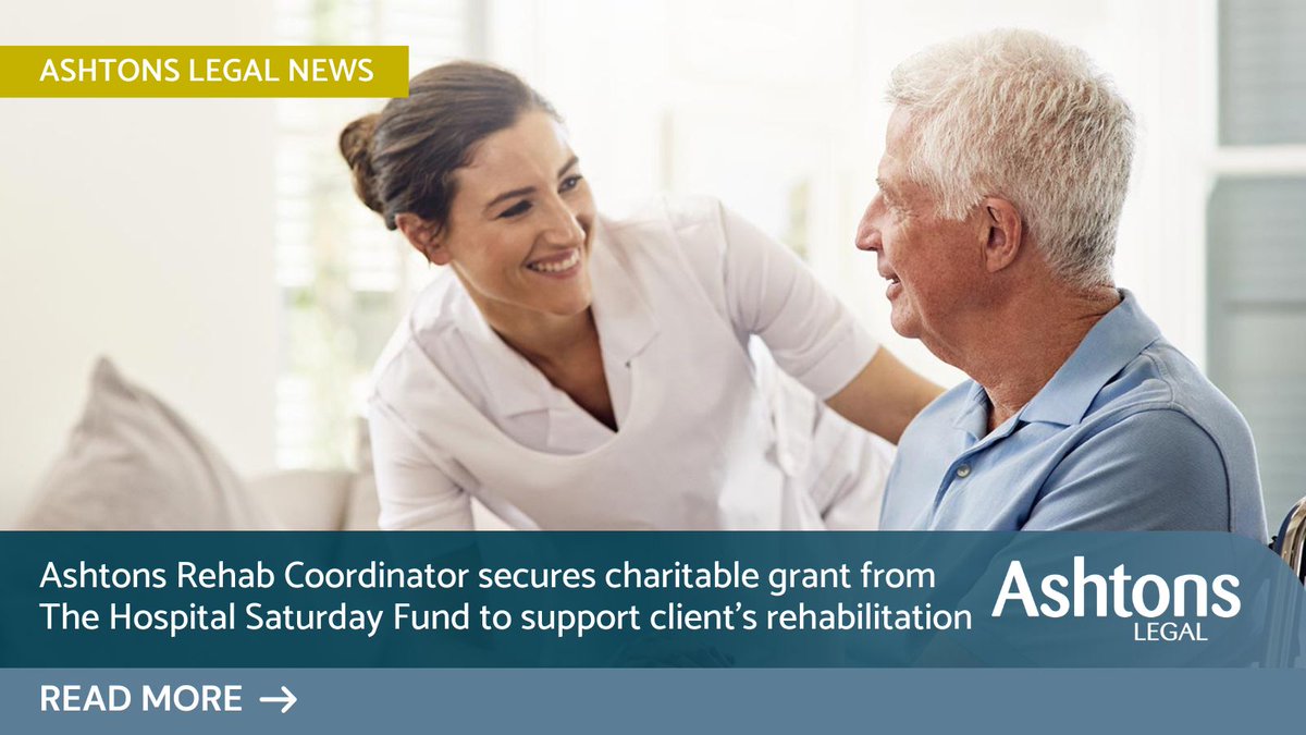 Ashtons Rehabilitation Coordinator, Amy Rose, has secured a Charitable Grant from The Hospital Saturday Fund Charity to support a client’s Stroke Physiotherapy Rehabilitation: ow.ly/UF4750Q9SVL