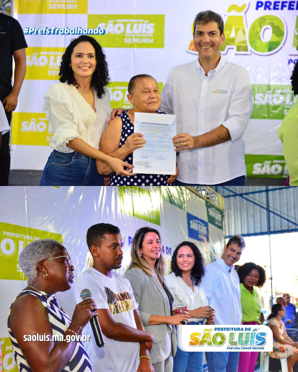 PrefeituraSL's tweet photo. 📄 Tem mais títulos da casa própria no maior quilombo urbano do Brasil!
✅ A #Pefs fez a 2ª entrega de Títulos de Regularização Fundiária na Liberdade, contemplando mais de 124 famílias do bairro! https://t.co/59uZqGoIx0