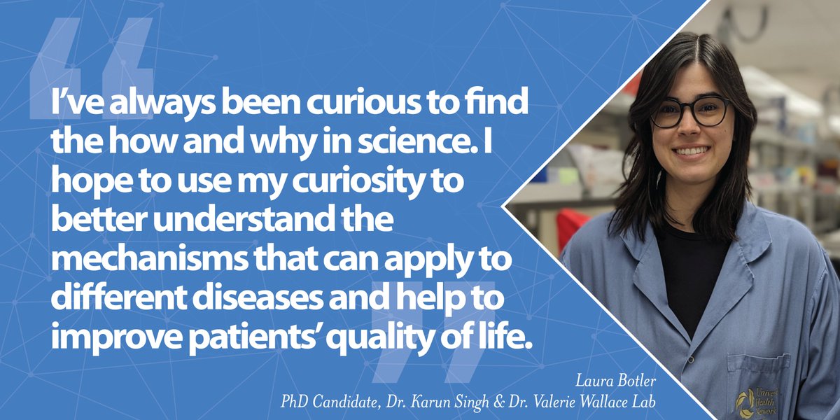 Meet @lauradfbotler, a PhD candidate from Dr. @karunsinghneuro lab. Her research focuses on studying whether cell communications found in photoreceptors in the retina also happen with neurons in the brain, with the hope of understanding neurodegenerative diseases. #TraineeTuesday