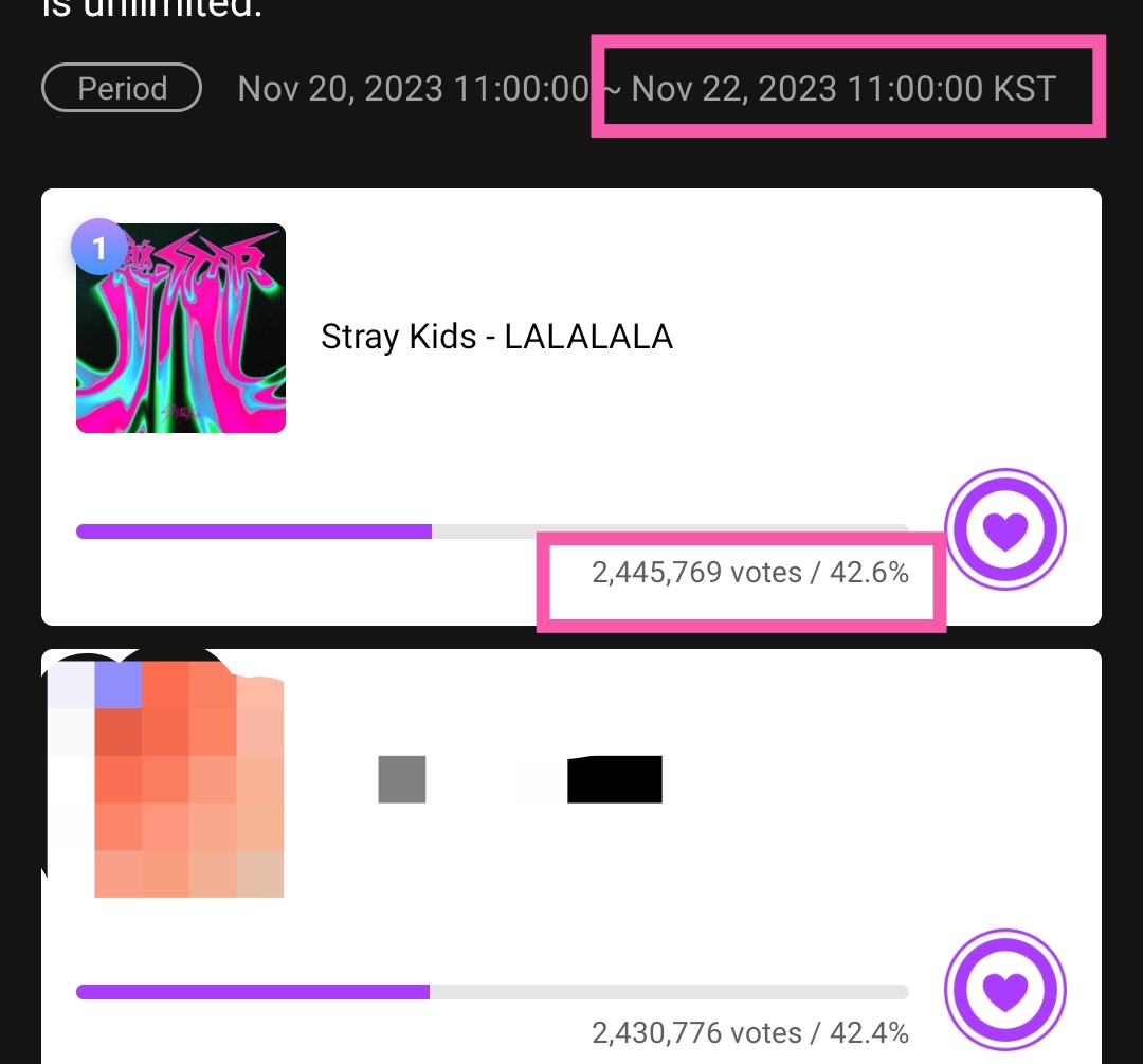 skzchartdata's tweet photo. 🎸Music Bank Pre-Voting on Mubeat App, Week 2🎸

⏰: 10 HOURS LEFT

We have little time left and there's no secure big gap yet! We know many of you are saving votes for last minute, but we're sure they also have the same strategy! Please, keep voting!
🔗: https://t.co/EtrmY7W86K https://t.co/8yefojNEDn
