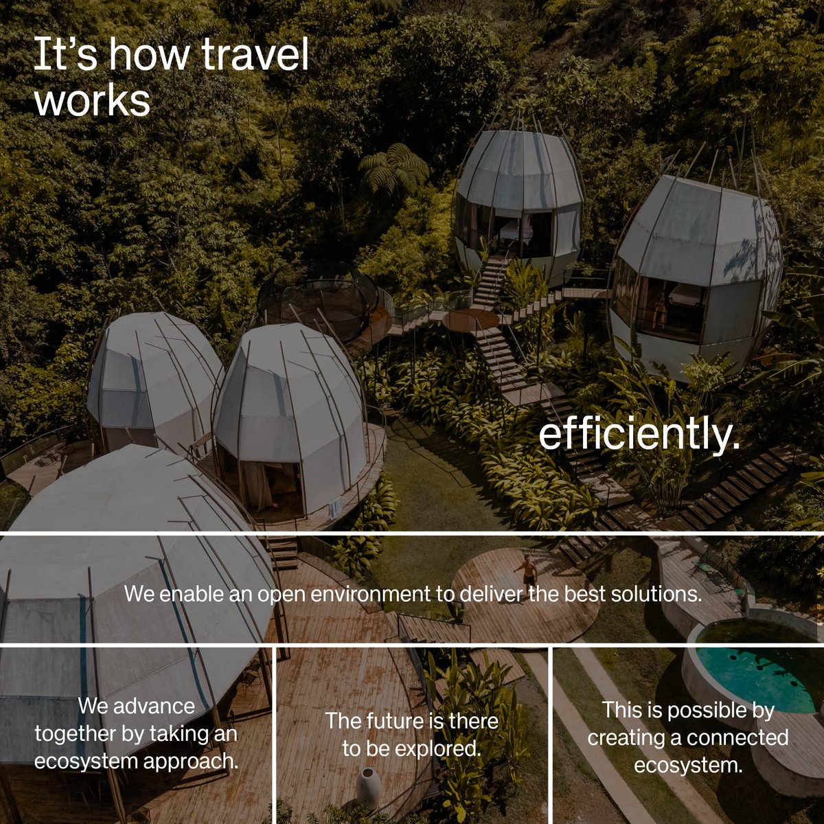 AmadeusITGroup's tweet photo. No man (or company) is an island. We can only make travel work more efficiently by sharing knowledge, innovations, technology and ideas. That's how we find solutions to travel's biggest challenges.
#Amadeus #EcosystemApproach #ItsHowTravelWorksBetter https://t.co/GC0cdspzP8
