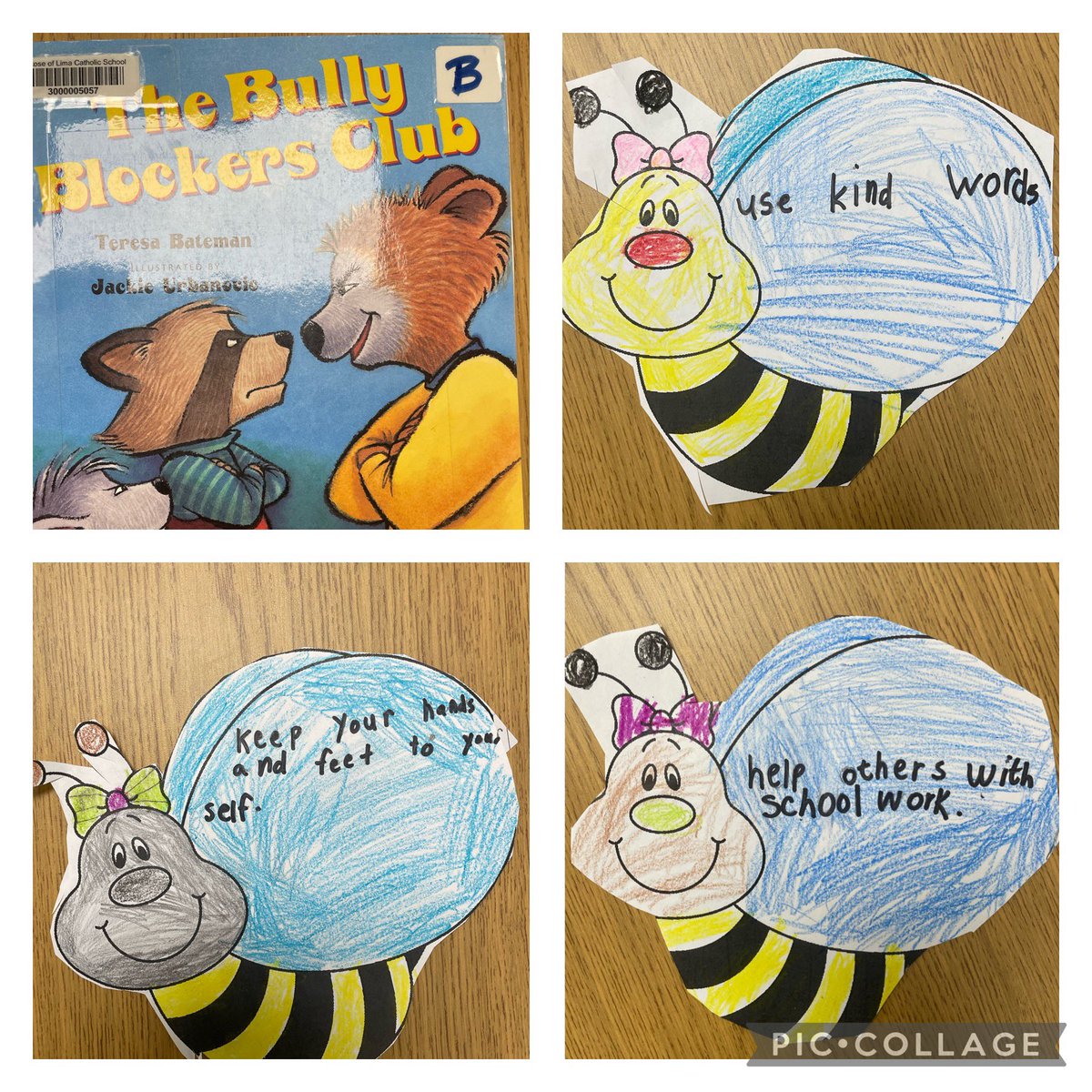 MsBurnsOCSB's tweet photo. We listened to the story “The Bully Blockers Club”. Then we discussed ways to Bee a Buddy, Not a Bully ❤️ https://t.co/T4bRZz00io