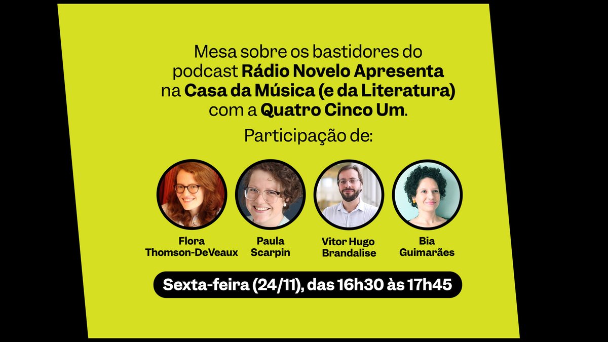 radionovelo's tweet photo. 📚 #FLIP2023 - Vai estar em Paraty durante a @flip_se nesta semana? Venha comemorar o primeiro ano do podcast Rádio Novelo Apresenta com a gente! Teremos duas atividades abertas ao público.
Esperamos vocês lá! https://t.co/lB1Suk7KWf