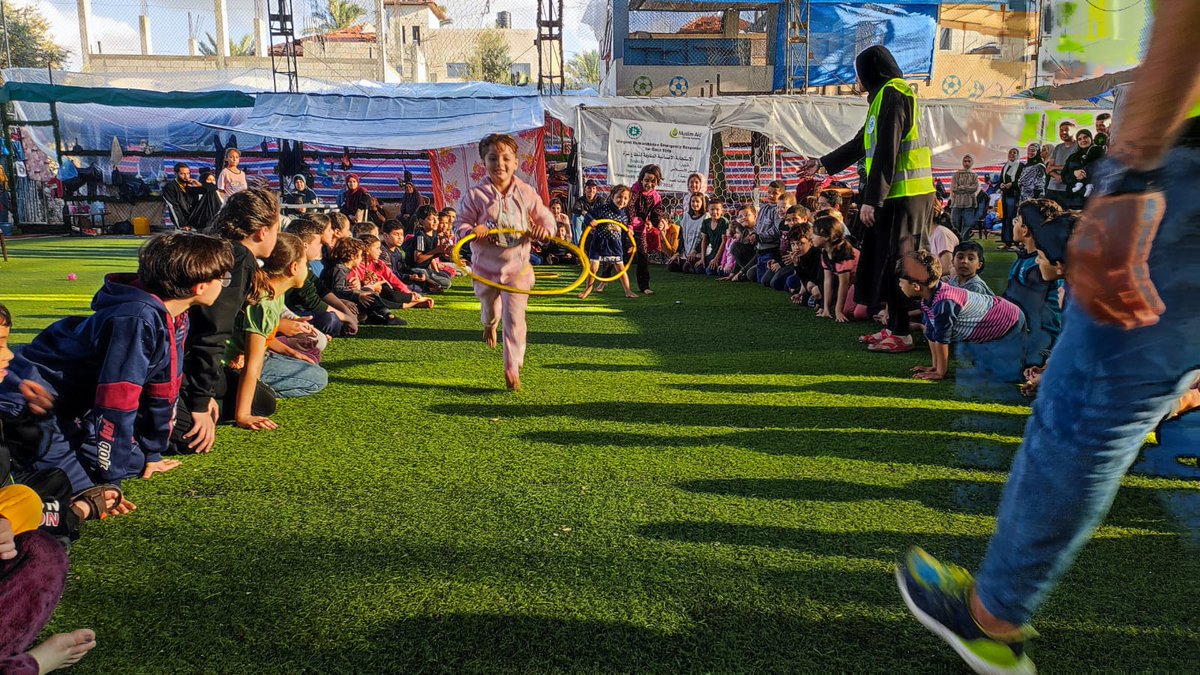 Atfaluna's teams keep giving children a smile despite the challenges through conduct ing inclusive psychosocial debriefing activities, the activities target children with and without disabilities who are affected by the current situation in Gaza.