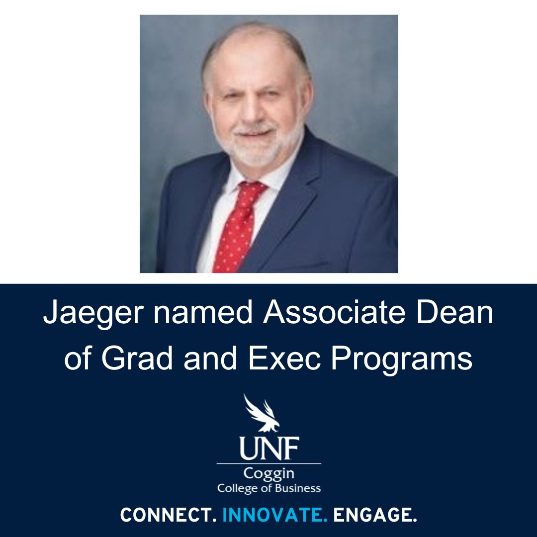 CogginCollege's tweet photo. Dr. David Jaeger has been appointed Associate Dean for Graduate and Executive Programs at the UNF Coggin College of Business.
Link to read more: https://t.co/OxlOBlqyDP https://t.co/ekR2WR1Alp