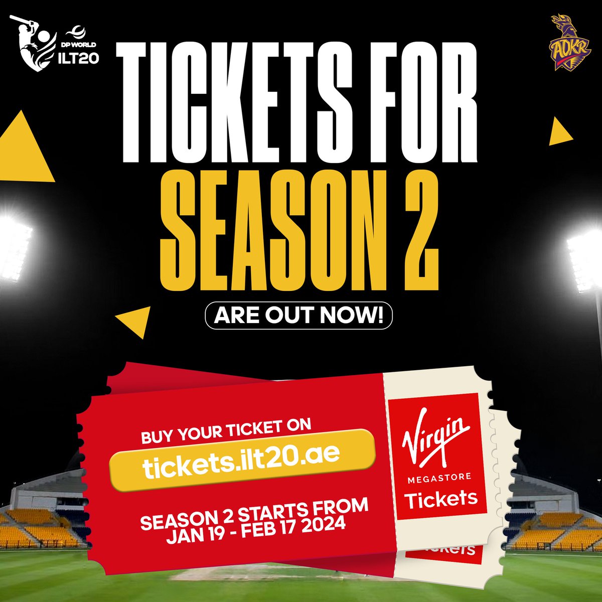 The Knights are coming back for Season 2 of #DPWorldILT20! 🤩 Grab your tickets now and enjoy the thrills of the most exciting cricket league - tickets.ilt20.ae