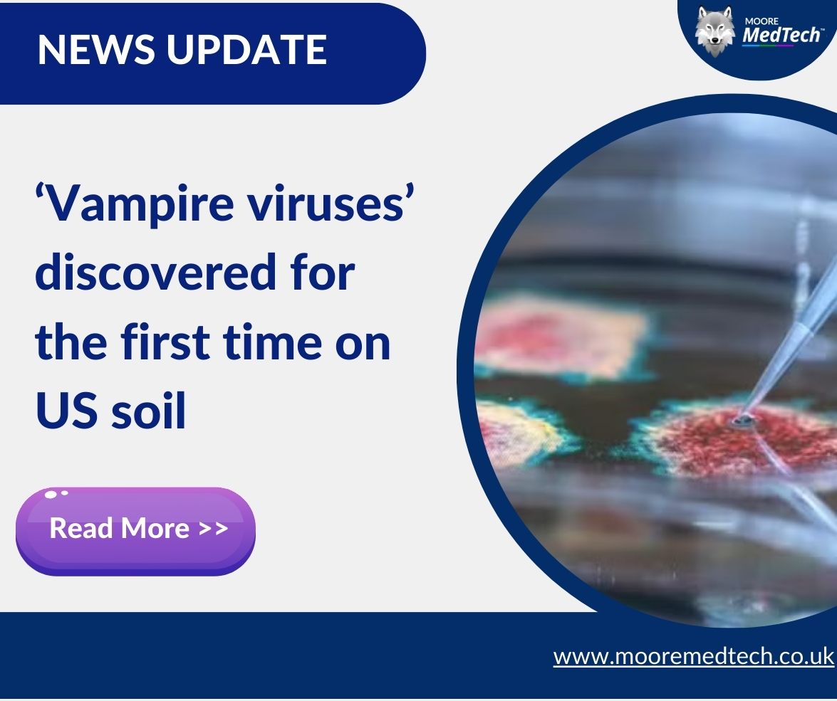 MooreMedtech's tweet photo. 🧛‍♂️🦠 Unveiling a chilling discovery! 'Vampire viruses' found on US soil for the first time. Stay tuned as science uncovers more about these mysterious entities! 
#news #sharedspace #science #technology #innovation #viruses #life 
Read More: https://t.co/TLhrTyNgi6 https://t.co/hMNtwBsF73