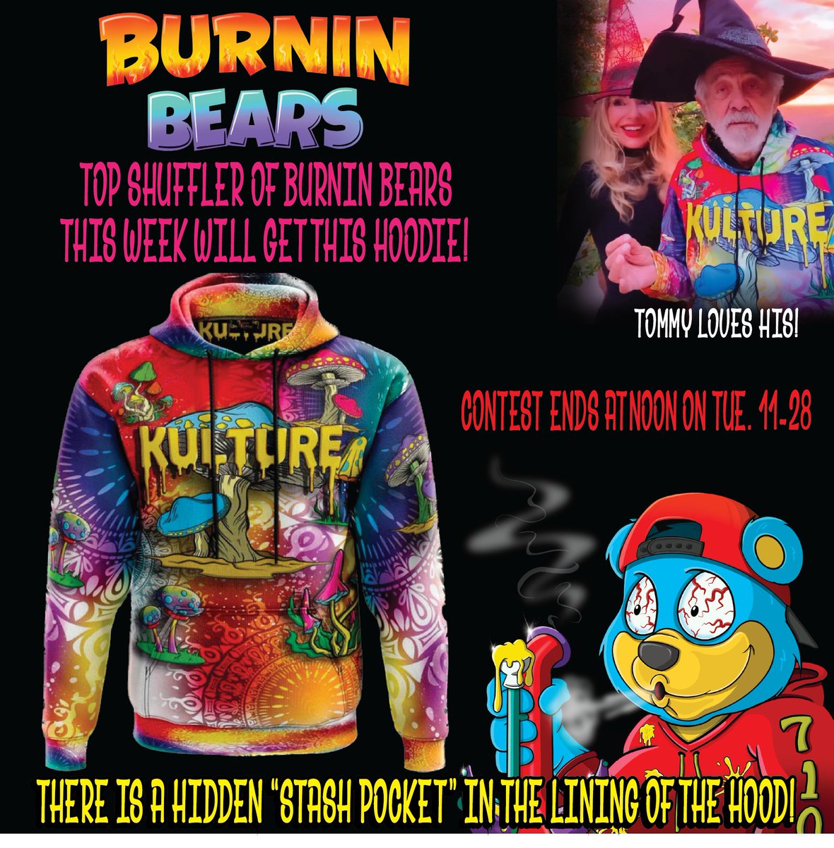 It's cold out, time for hoodies!  I'm giving this hoodie to the top Bear shuffler this week! So grab some Burnin Bears, get those RAND rewards and a chance to snag this bad boy!
drops.randgallery.com/drops/CZvehJLL…
#algofam #AlgorandNFTs #algorandnftrewards