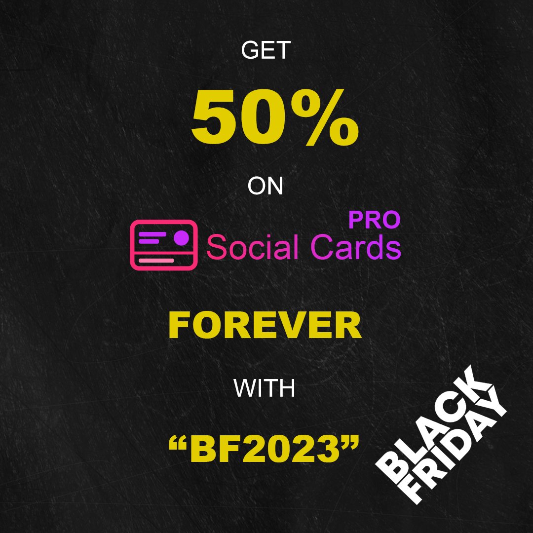 socialdotcards's tweet photo. We have a special offer for #BlackFriday. 🔥

You can get 50% off for SocialCards PRO forever!

https://t.co/yZkMcboT2G https://t.co/BjyEa2rOar