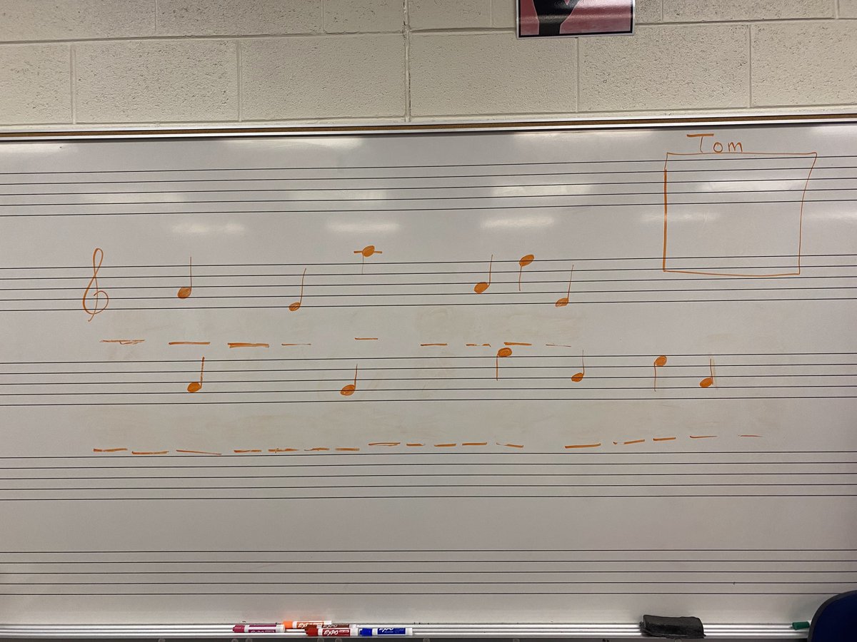 Figuring out a hidden message with 3rd and 4th grade today! Blank spots are letters outside of the musical alphabet but anything under a note is the letter on the staff! Anybody on here know the answer?

Answer will be posted below at the end of the day! 🦃