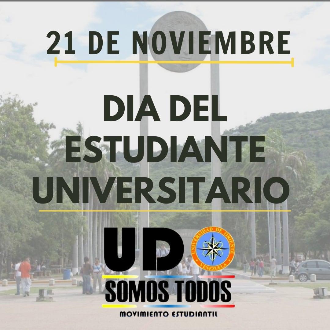 UDOSOMOSTODOS1's tweet photo. hoy 21 de Noviembre celebramos el día del estudiante universitario, reconociendo la lucha que día a día cada estudiante venezolano  defendiendo sus derechos y  la democracia del pais a pesar de todo , los estudiantes seguimos  comprometidos con la Democracia y con Venezuela 🇻🇪 https://t.co/PdqOVGV97Z