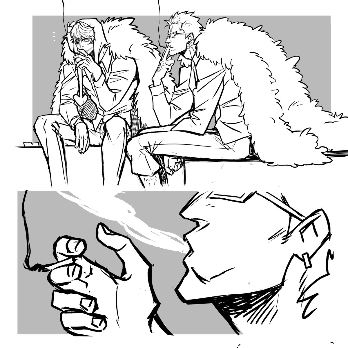 farisaki's tweet image. idk i just wanted to draw doflamingo doing something weird