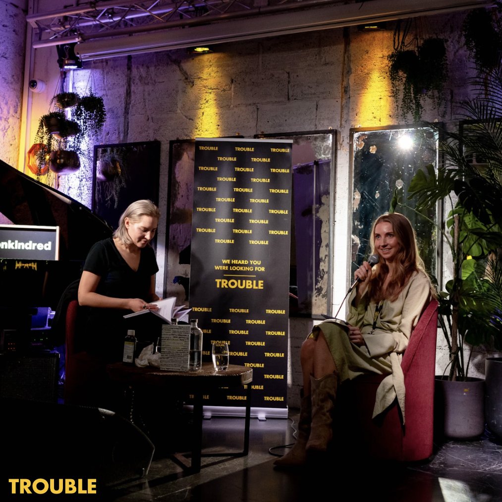 TheTroubleClub's tweet photo. Trouble x Arch Hades at Kindred, Hammersmith last week. This was such a powerful conversation about the emotional labour in relationships, the influence of technology and the constant threat a Millennial woman faces in today's climate.  

📸 @Alice_Lub https://t.co/yOplGXTEn3