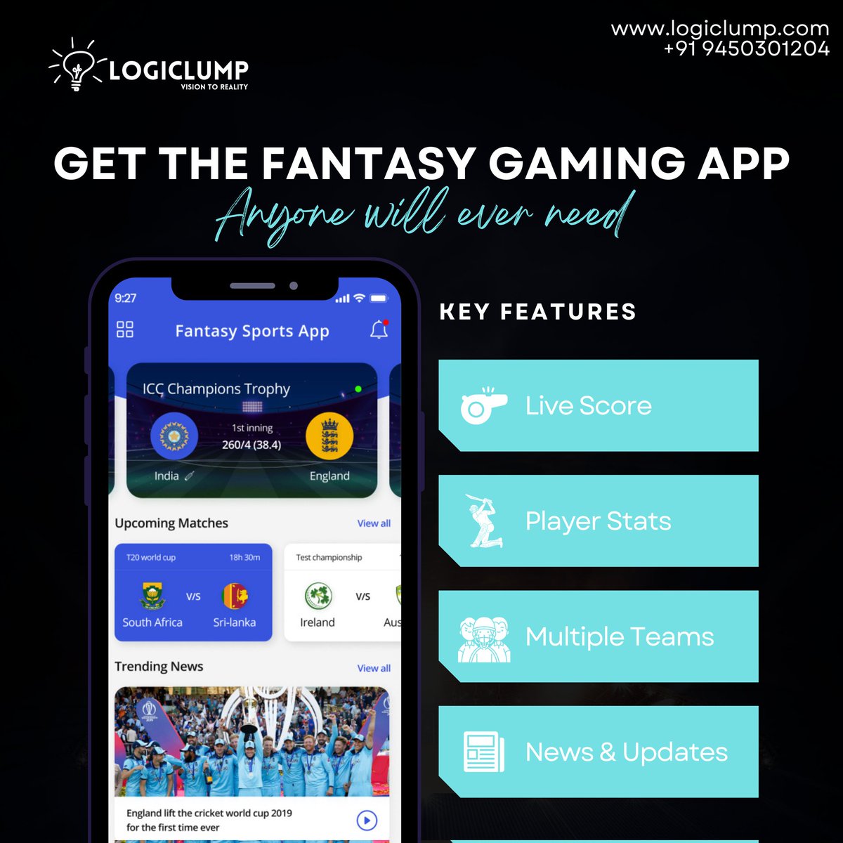 logiclump_tech's tweet image. Get Bceicketest Fantasy Gaming App
Contact us today to get our service

#FantasygamingApp #Cricketbetting #CustomDevelopment #AppDevelopment #MobileAppDevelopment #SoftwareDevelopment #TechInnovation #CodeLife #TechStartups #DigitalSolutions #UIUXDesign #TechEntrepreneur