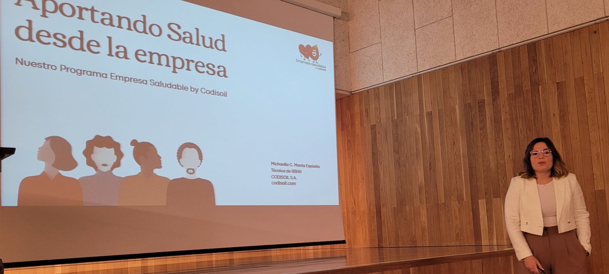 prevencionjcyl's tweet photo. JT  "Hacia una empresa saludable" #Empresa_Saludable_CyL
Organizado por la ASSL de #Salamanca

3ª ponencia: 
Un caso de éxito: CODISOIL 1er premio a la mejor acción de promoción de la salud mental

✅ Michaella Camila Menta
Dep. de Recursos Humanos CODISOIL, S.A.
@Codisoil https://t.co/O26DN1DE4e