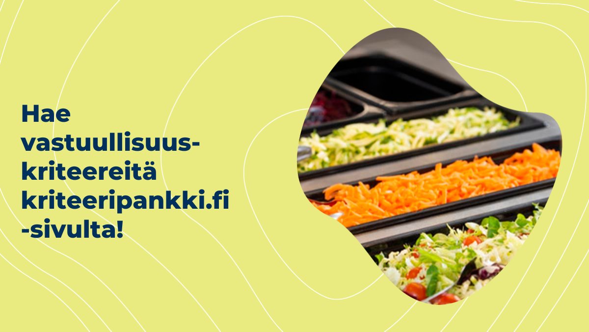 Vastuullisten ruokapalveluiden hankintojen tekeminen helpottuu!  MMM on laatinut kriteerit, jotka auttavat toteuttamaan ravitsemusta, luonnon monimuotoisuutta ja ilmaston tilaa edistäviä ruokapalveluita. 🥗🥙

Lue uutinen➡️mmm.fi/-/vastuullisuu…