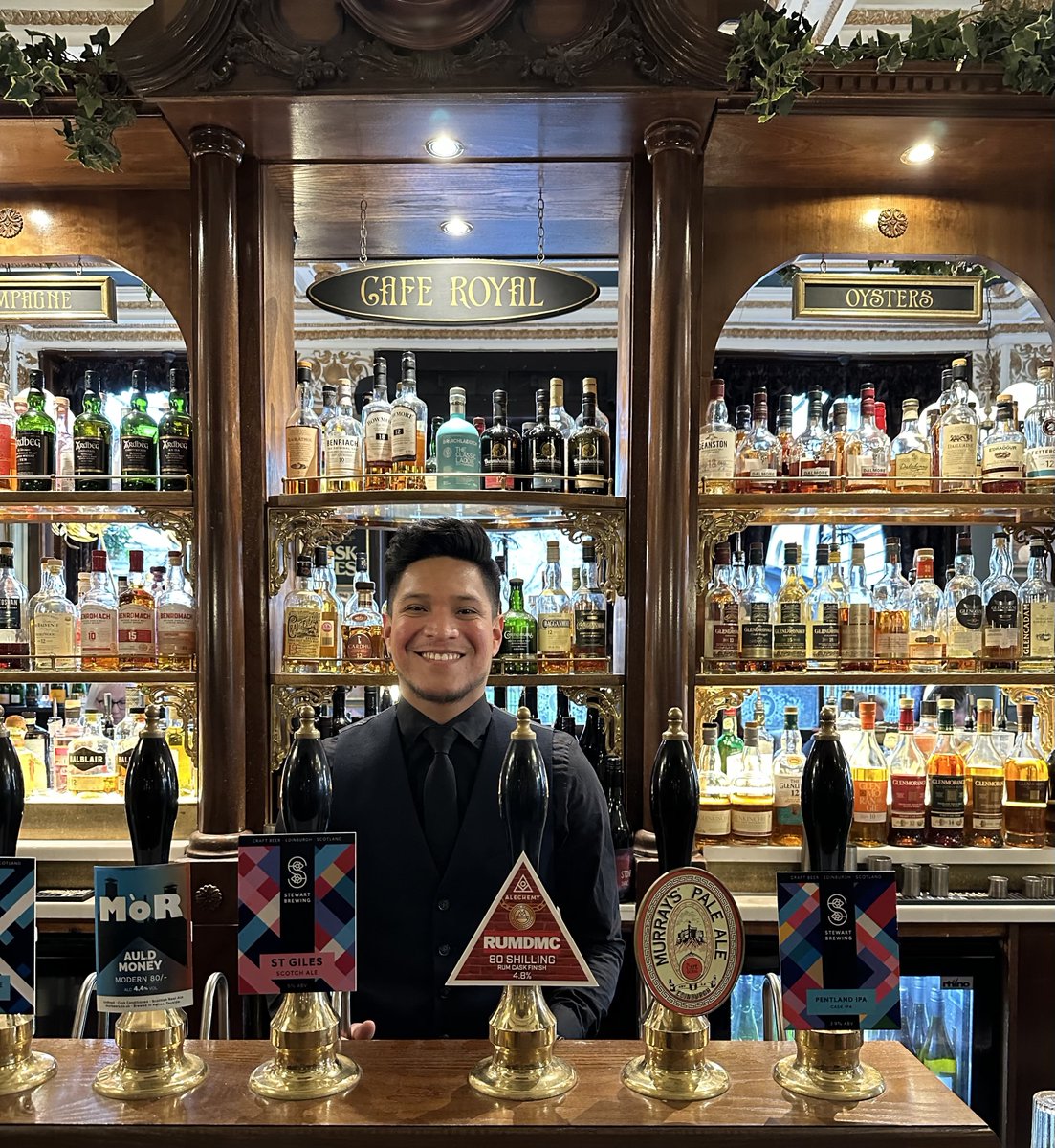CafeRoyalEDN's tweet photo. Gerardo is here all week, and he’s always ready to serve you with a smile.
.
#bestbartender #smilingbartender #happybar #bestbar #barteam https://t.co/E7G1SmPJdO