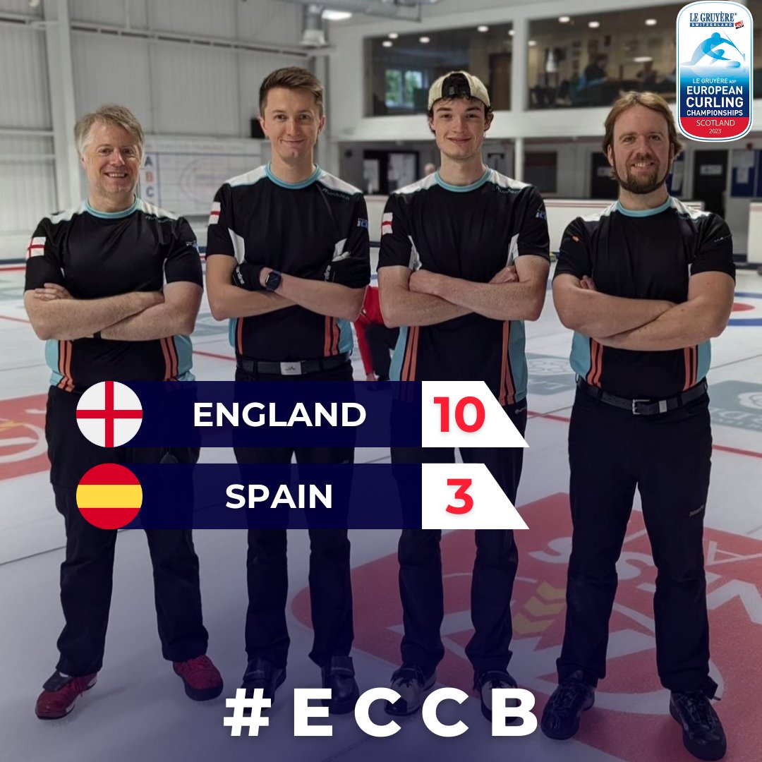 🏴󠁧󠁢󠁥󠁮󠁧󠁿 A win for our England Men against Team Spain 10-3.

🥌 Results for the game against Team Wales coming soon.

#curling #teamengland #ECCB