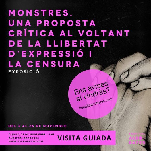 elBarradas's tweet image. ⚡️Atenció! Des del @facrobates han preparat una visita guiada a l’exposició #Monstres de la mà del #tpkartipensamentcontemporani

👉 23 de novembre, 19h 

✍️Ens hi acompanyes? Envia un correu a 
➡️ hola@facrobates.com