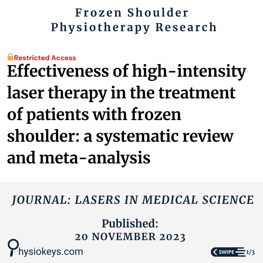 PhysioKeys's tweet photo. Effectiveness of high-intensity laser therapy in the treatment of patients with frozen shoulder: a systematic review and meta-analysis

https://t.co/qKq8hCSVQx

#physiotherapy #PhysicalTherapy #physio #research https://t.co/XRvkj4CdvC