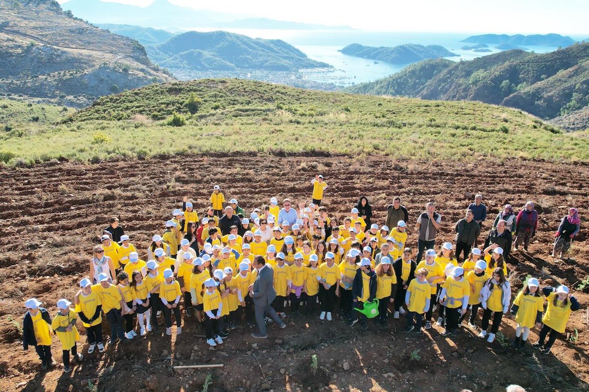 EUDelegationTur's tweet photo. The Delegation of the European Union to Türkiye organised a symbolic tree planting ceremony as part of he #MapMyTree campaign in Göcek Taşbaşı, in the framework of the restoration plan of a forest area burnt down in 2019. https://t.co/9jEwYGED7S