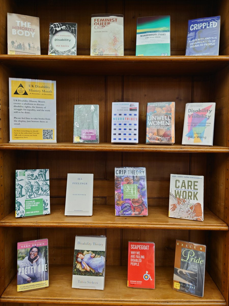 Our new display marks #UKDisabilityHistoryMonth, which  runs from 16 November - 16 December. It celebrates the lives of disabled  people, highlights the history of struggle for disability rights, and  examines the work still to be done.

You can borrow these books as usual!